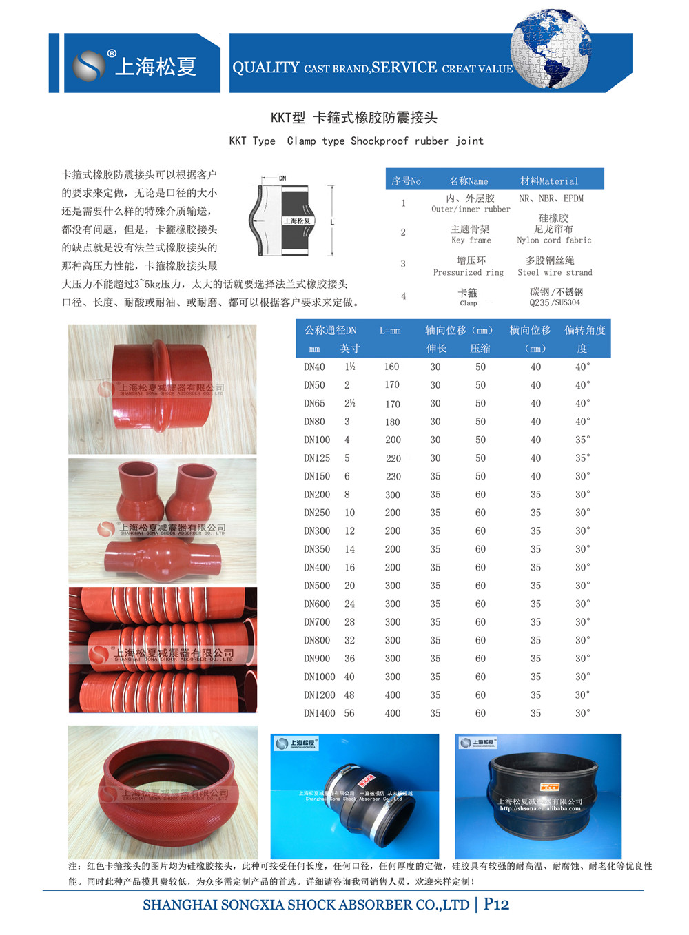 红色卡箍硅橡胶软接头 红色卡箍硅橡胶软接头